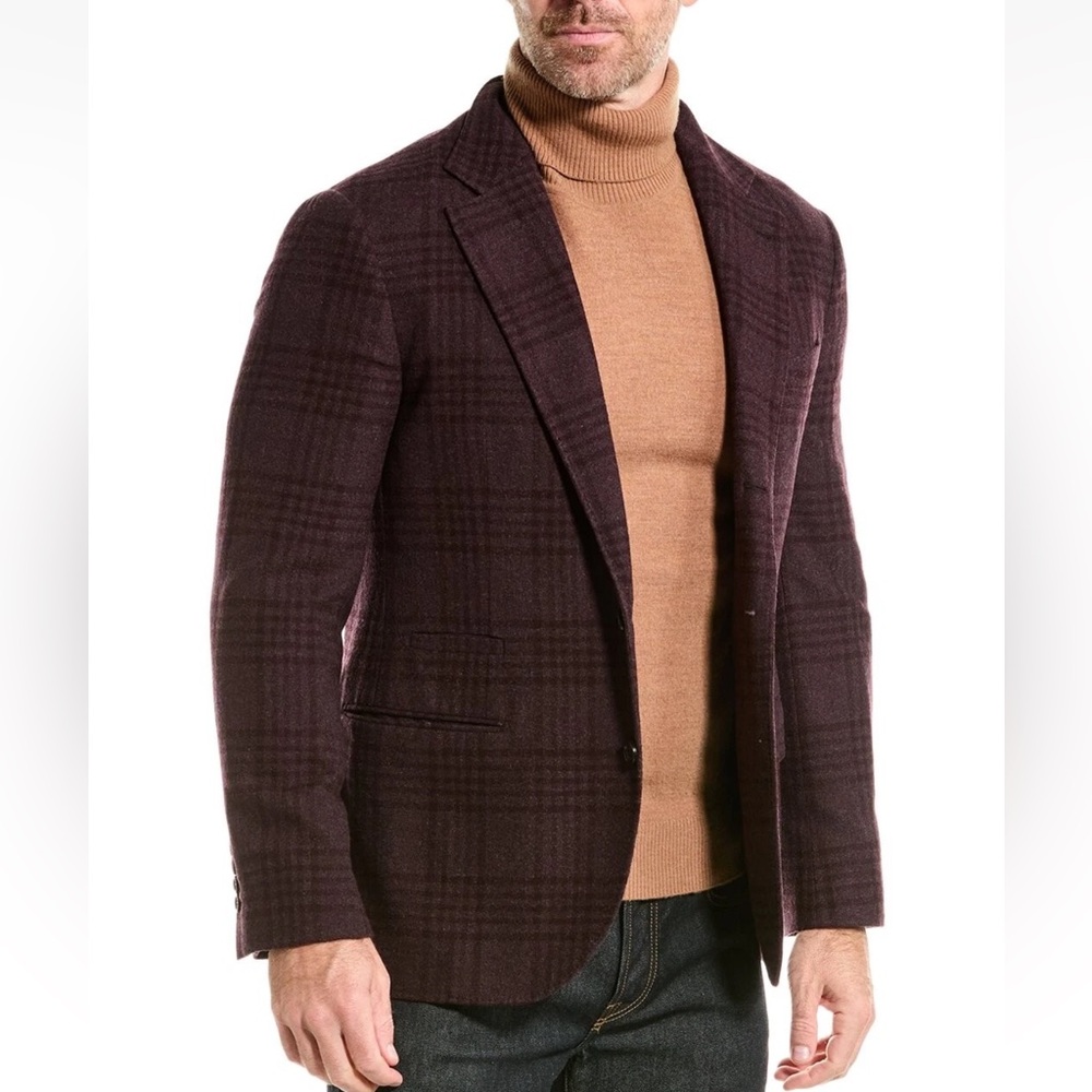 Brunello Cucinelli Dark Red Plaid Blazer